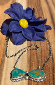 2 Stone Turquoise Fixed Pendant Necklace