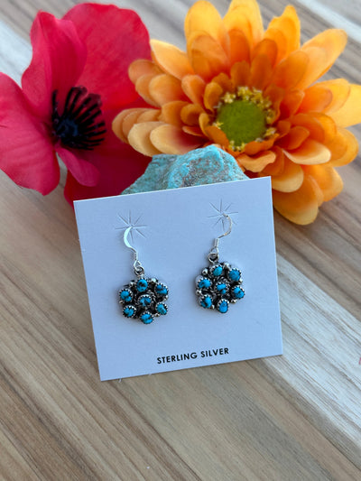 Kingman Turquoise Cluster Dangle Earrings