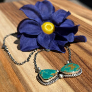2 Stone Turquoise Fixed Pendant Necklace