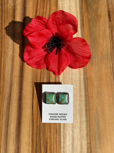 Kingman Turquoise Square Earrings