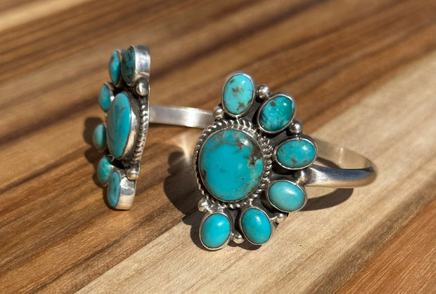 Half Cluster Turquoise Cuff