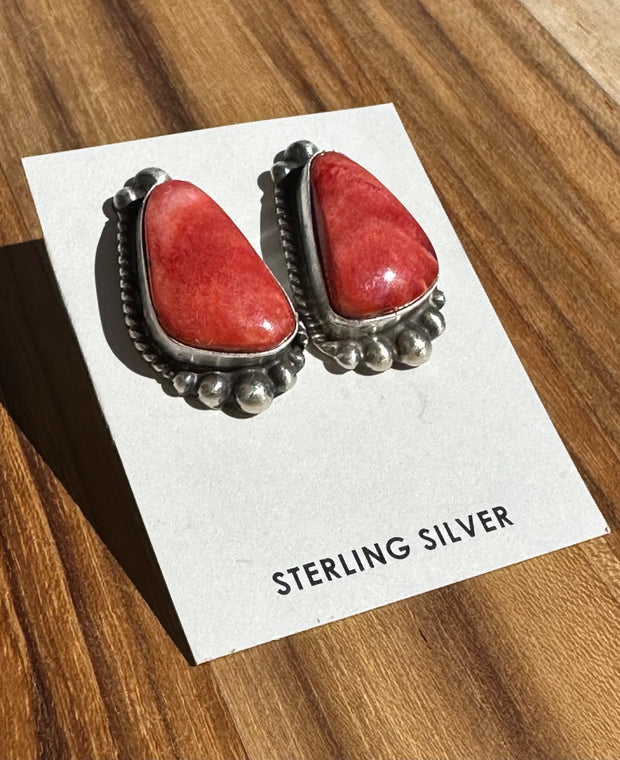 Red Spiny Earrings