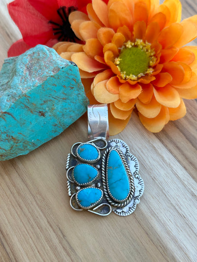 Kingman Turquoise 4 Stone Pendant