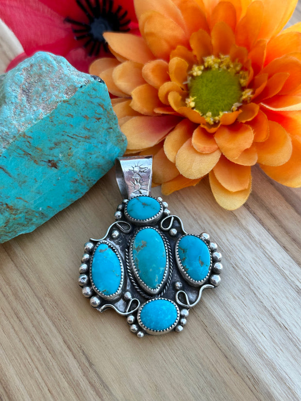 Kingman Turquoise 5 Stone Pendant