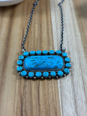 Larry Etcitty Turquoise Cluster Bar Necklace