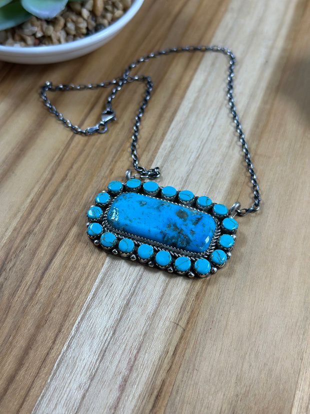 Larry Etcitty Turquoise Cluster Bar Necklace