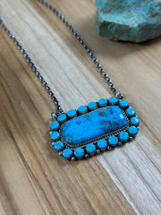 Larry Etcitty Turquoise Cluster Bar Necklace