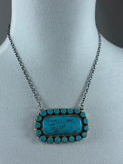 Larry Etcitty Turquoise Cluster Bar Necklace