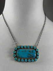 Larry Etcitty Turquoise Cluster Bar Necklace