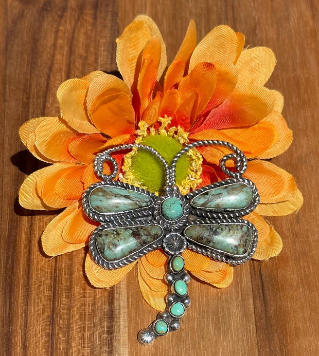 Kingman Turquoise Dragon Fly Pin