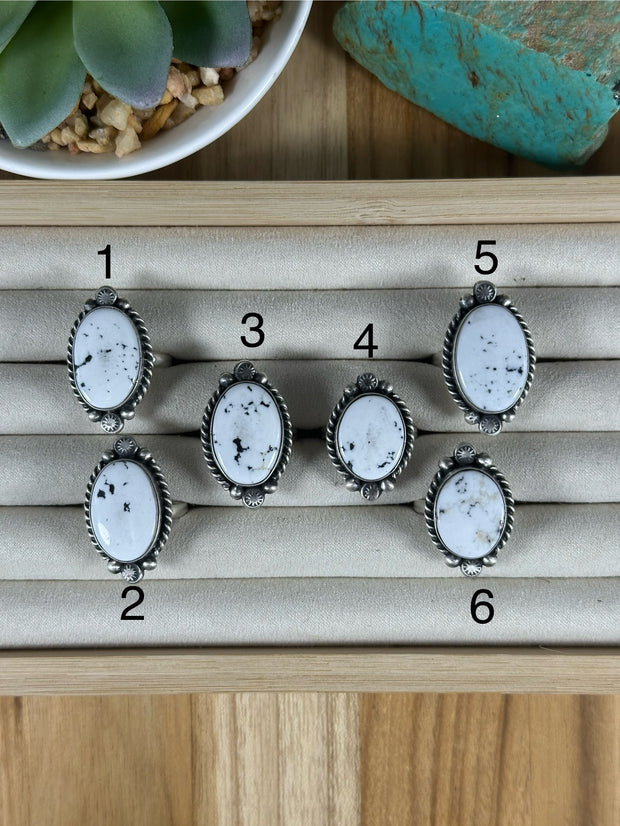 White Buffalo Oval Rings