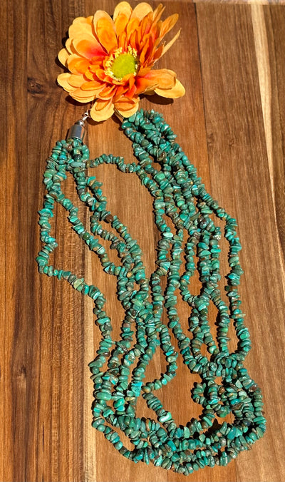 24 inch 5 strand Turquoise Chip Necklaces