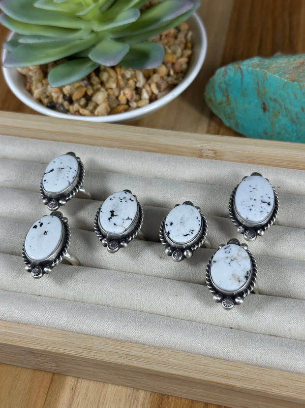 White Buffalo Oval Rings