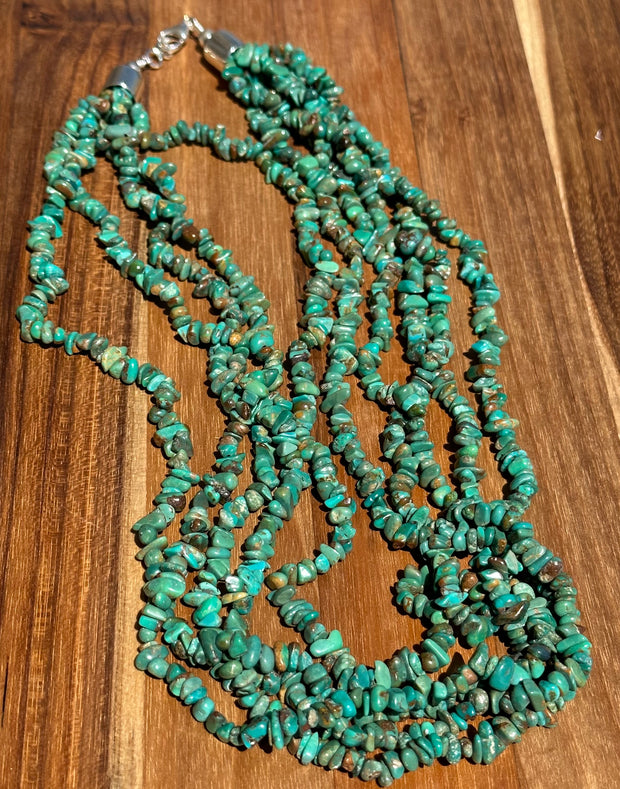 24 inch 5 strand Turquoise Chip Necklaces