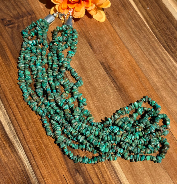 24 inch 5 strand Turquoise Chip Necklaces