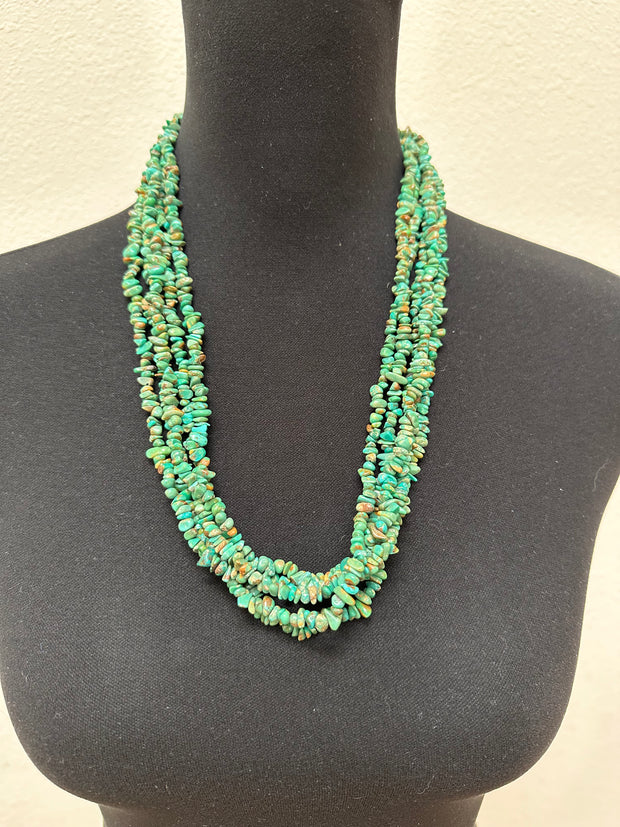 24 inch 5 strand Turquoise Chip Necklaces