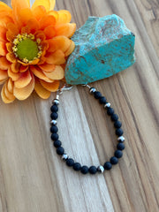 7.5" Matte Onyx Beads and "Navajo Style" Pearls
