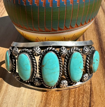 5 Stone Kingman Turquoise Cuff