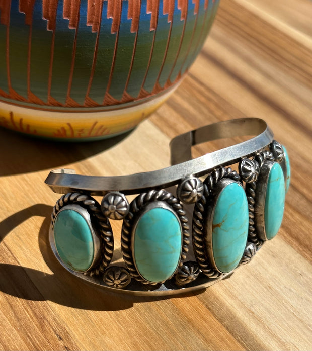 5 Stone Kingman Turquoise Cuff