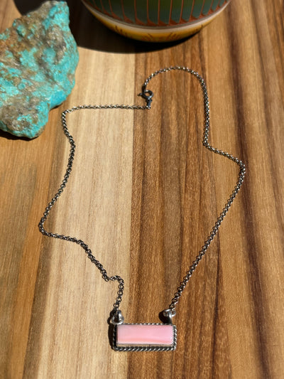 Pink Conch Bar Necklace