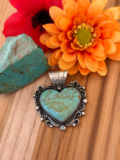 Kingman Turquoise Heart Pendant