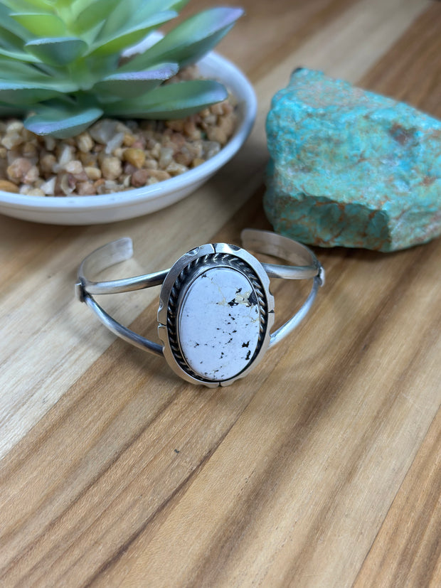 White Buffalo Single Stone Cuff