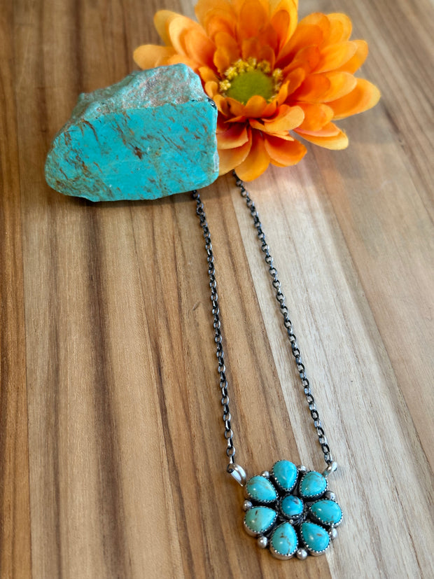19" Turquoise Cluster Pendent