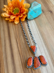 Orange Spiny 4 Stone Necklace