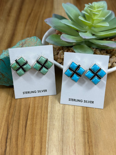 4 Stone Cluster Earrings