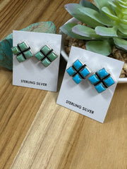 4 Stone Cluster Earrings