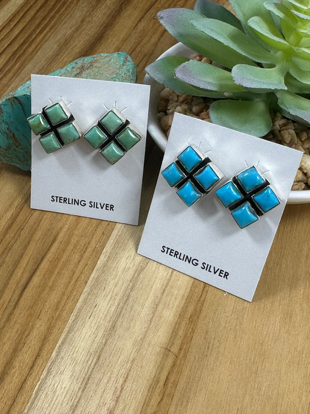 4 Stone Cluster Earrings