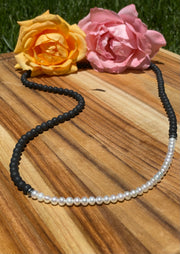 30 inch Matte Onyx and Freshwater Pearl Necklace