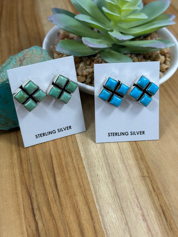 4 Stone Cluster Earrings
