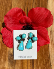 3 Stone Kingman Turquoise Earrings