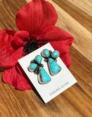 3 Stone Kingman Turquoise Earrings