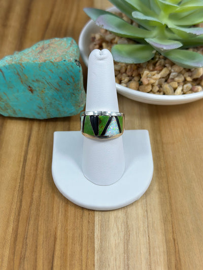Multi Color Stone Men's Inlay Ring