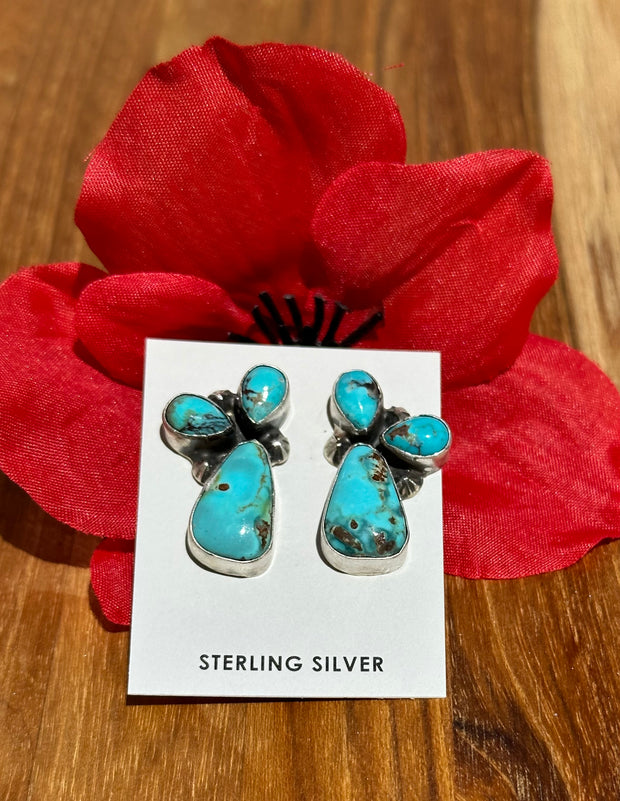 3 Stone Kingman Turquoise Earrings