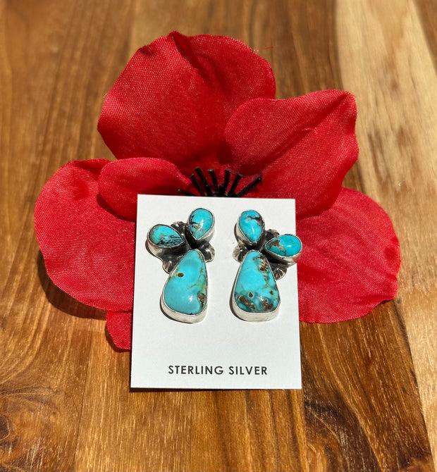 3 Stone Kingman Turquoise Earrings