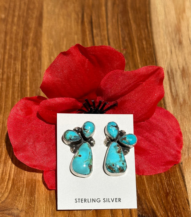 3 Stone Kingman Turquoise Earrings