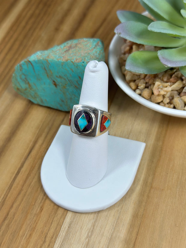 Unisex Multi Stone Inlay Ring