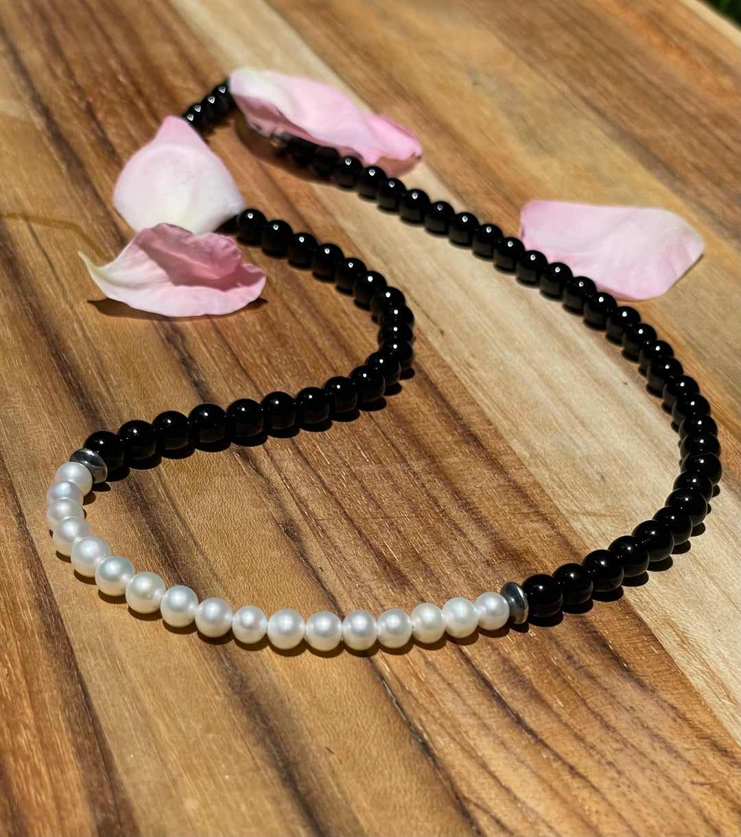 ネックレス・ペンダント Pearl with Onyx Beads Necklace #7733 RCJPN-0331.jpg