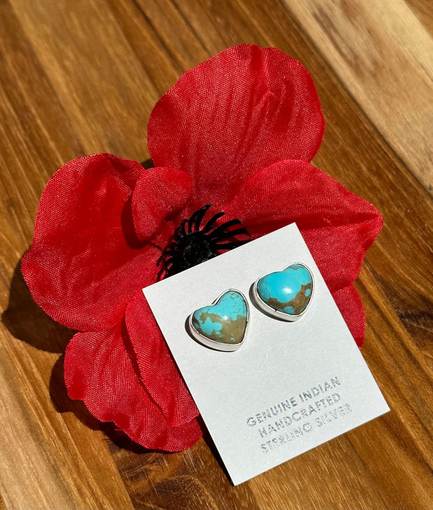 Kingman Turquoise Heart Earrings