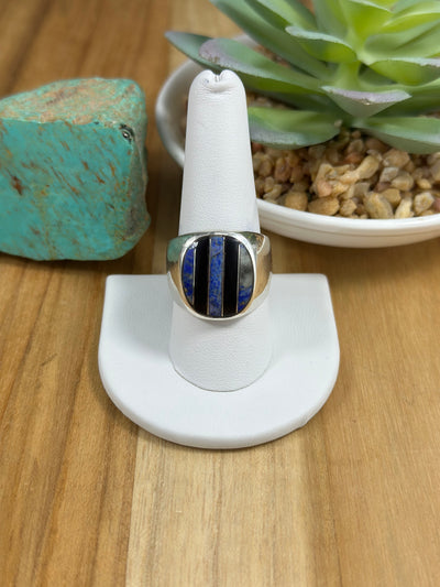 Multi Color Stone Mens Inlay Ring