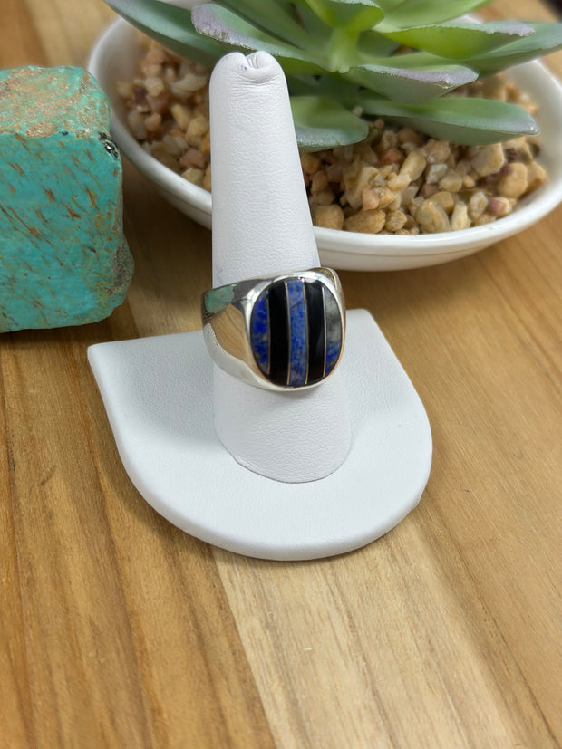 Multi Color Stone Mens Inlay Ring