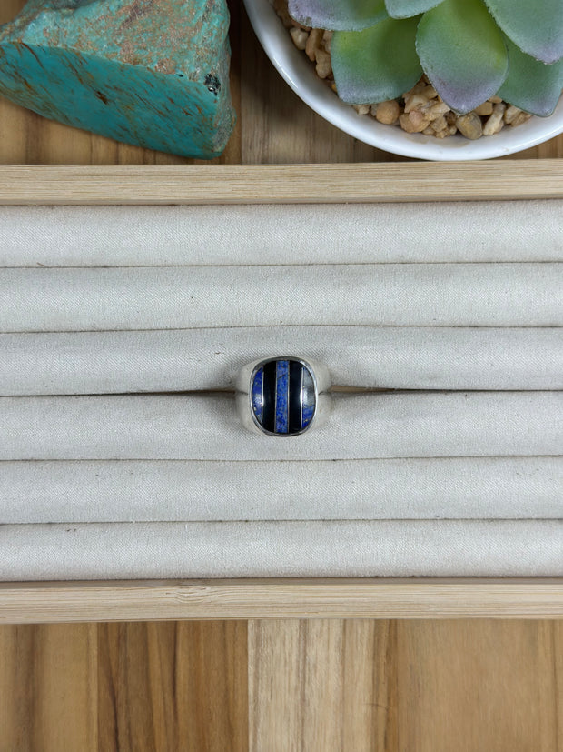 Multi Color Stone Mens Inlay Ring