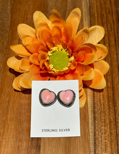 Pink Conch Heart Earrings