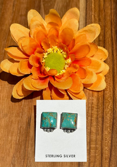 Kingman Turquoise Square Stud Earrings