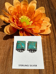 Kingman Turquoise Square Stud Earrings