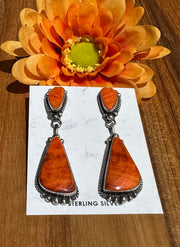 Orange Spiny Dangle Earrings
