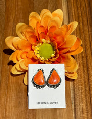 Orange Spiny Stud Earrings
